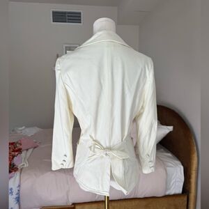 Bebe Ivory Fitted Blazer French-Made Quiet Luxury bow back • Modern Minimalist M